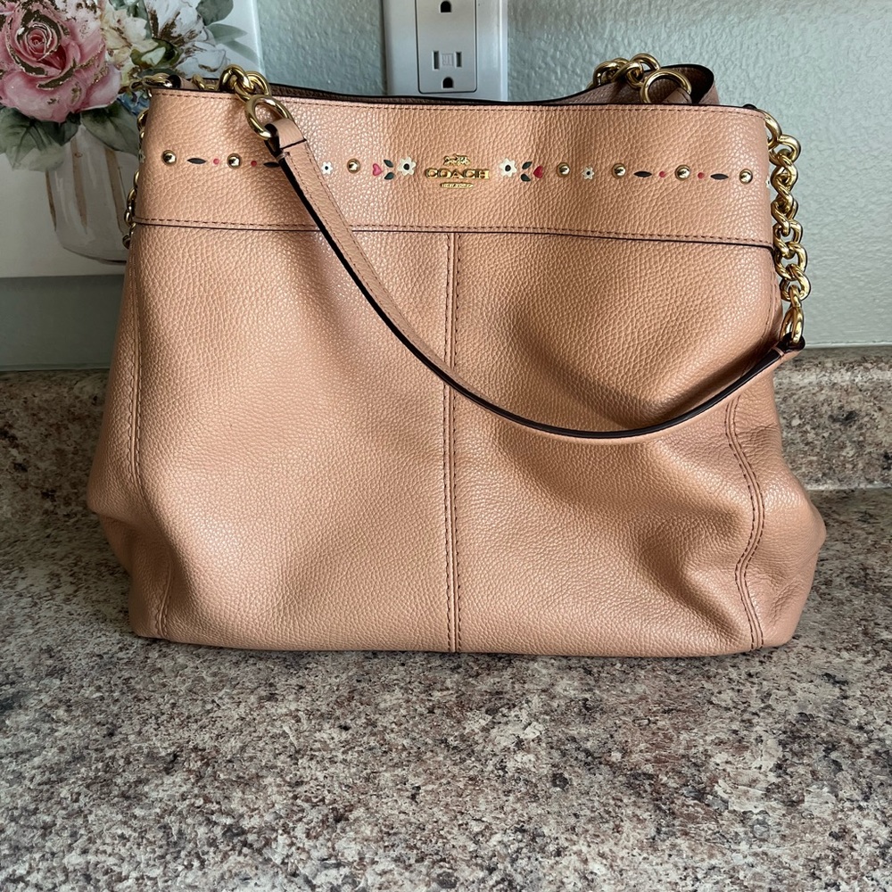 COACH FLORAL SINCHED SHOULDER PURSE